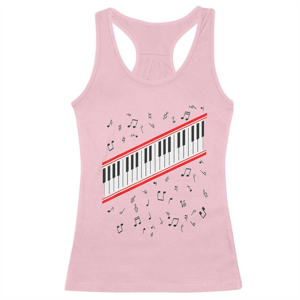 Piano Keyboard Graphic Racerback Tank Top Musical Notes Alignment Pianist TS02 Light Pink Print Your Wear