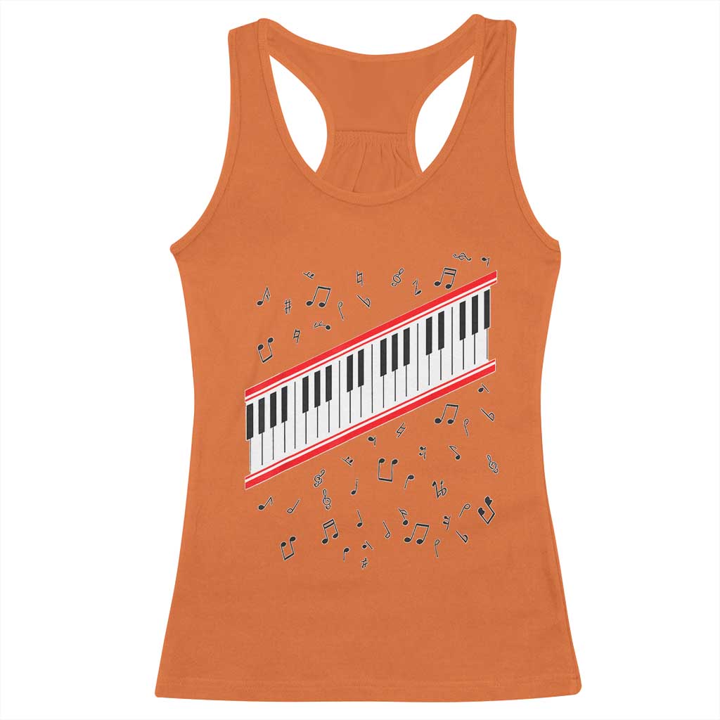 Piano Keyboard Graphic Racerback Tank Top Musical Notes Alignment Pianist TS02 Orange Print Your Wear