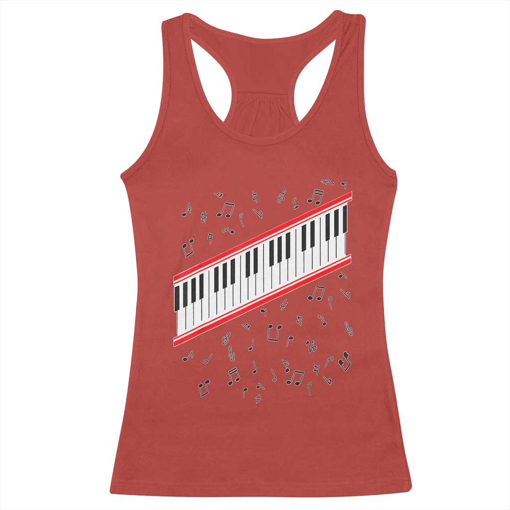 Piano Keyboard Graphic Racerback Tank Top Musical Notes Alignment Pianist TS02 Red Print Your Wear
