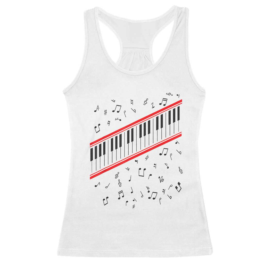 Piano Keyboard Graphic Racerback Tank Top Musical Notes Alignment Pianist TS02 White Print Your Wear