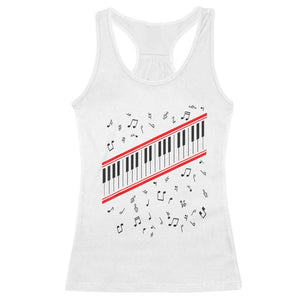 Piano Keyboard Graphic Racerback Tank Top Musical Notes Alignment Pianist TS02 White Print Your Wear
