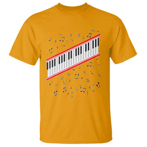 Piano Keyboard Graphic T Shirt Musical Notes Alignment Pianist TS02 Gold Print Your Wear