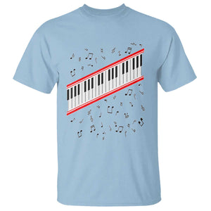 Piano Keyboard Graphic T Shirt Musical Notes Alignment Pianist TS02 Light Blue Print Your Wear