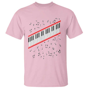 Piano Keyboard Graphic T Shirt Musical Notes Alignment Pianist TS02 Light Pink Print Your Wear