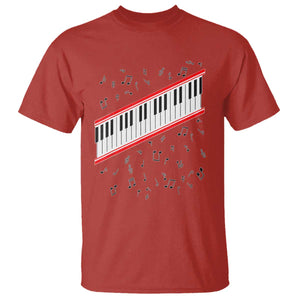 Piano Keyboard Graphic T Shirt Musical Notes Alignment Pianist TS02 Red Print Your Wear
