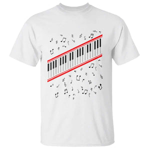 Piano Keyboard Graphic T Shirt Musical Notes Alignment Pianist TS02 White Print Your Wear