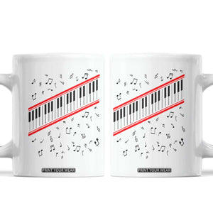 Piano Keyboard Graphic Coffee Mug Musical Notes Alignment Pianist TS02 White Print Your Wear