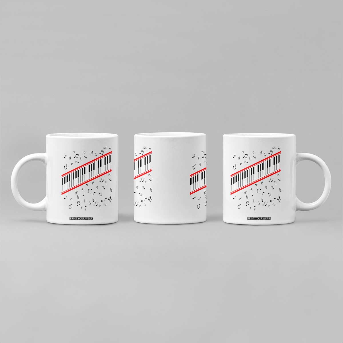 Piano Keyboard Graphic Coffee Mug Musical Notes Alignment Pianist TS02 Print Your Wear
