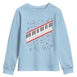 Piano Keyboard Graphic Youth Sweatshirt Musical Notes Alignment Pianist TS02 Light Blue Print Your Wear