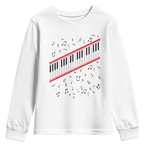 Piano Keyboard Graphic Youth Sweatshirt Musical Notes Alignment Pianist TS02 White Print Your Wear