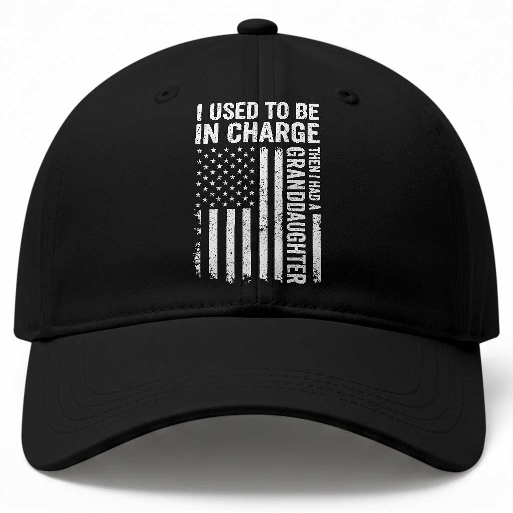Patriotic American Flag Grandfather Pride Baseball Cap I Used To Be In Charge Granddaughter Funny Grandpas Girls Distressed USA Style TS02 Print Your Wear
