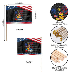 Firequacker Funny Rubber Duck Patriotic Handheld Flag Cool American Flag Sunglasses and Stars Swim Ring Summer Fireworks TS02 Print Your Wear