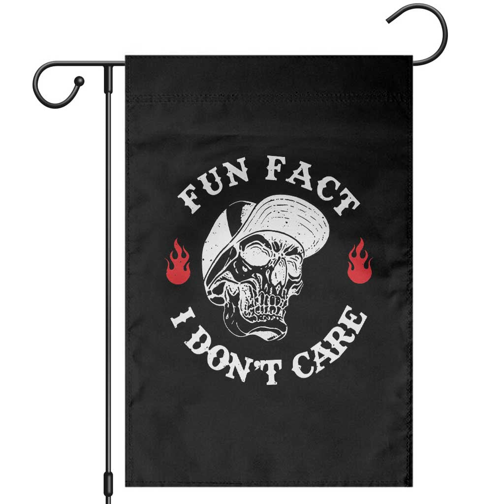 Fun Fact I Dont Care Skull Garden Flag Edgy Sarcastic Attitude TS02 Black Print Your Wear