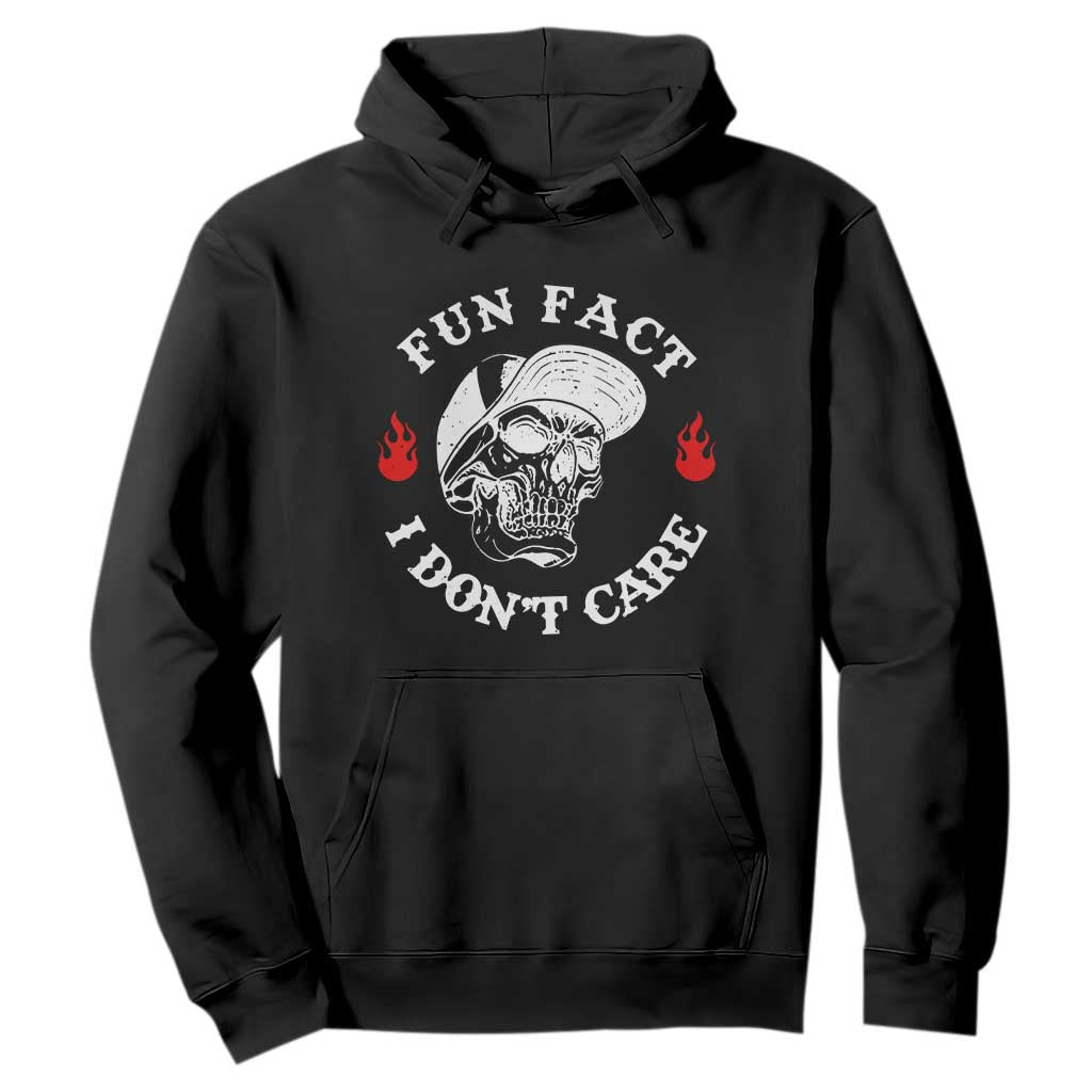 Fun Fact I Dont Care Skull Hoodie Edgy Sarcastic Attitude TS02 Black Print Your Wear