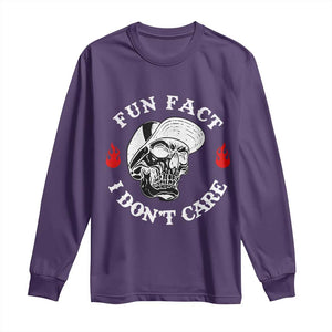 Fun Fact I Dont Care Skull Long Sleeve Shirt Edgy Sarcastic Attitude TS02 Purple Print Your Wear