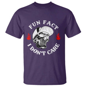 Fun Fact I Dont Care Skull T Shirt Edgy Sarcastic Attitude TS02 Purple Print Your Wear