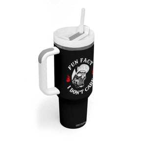 Fun Fact I Dont Care Skull Tumbler With Handle Edgy Sarcastic Attitude TS02 Print Your Wear
