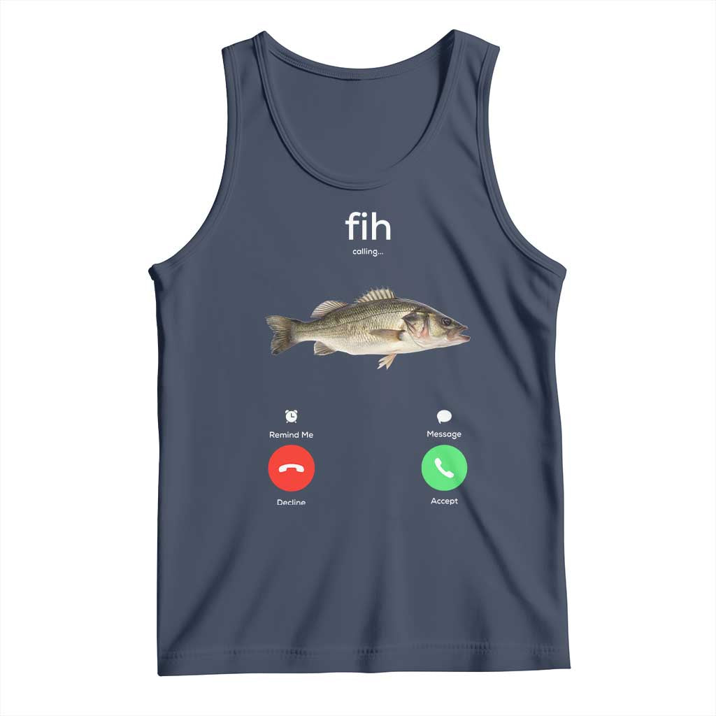 Fih Calling Funny Fish Tank Top Fishing Lover Hilarious Phone Call Parody TS02 Navy Print Your Wear