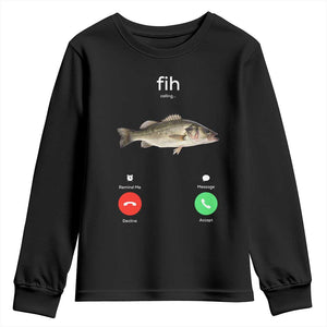 Fih Calling Funny Fish Youth Sweatshirt Fishing Lover Hilarious Phone Call Parody TS02 Black Print Your Wear