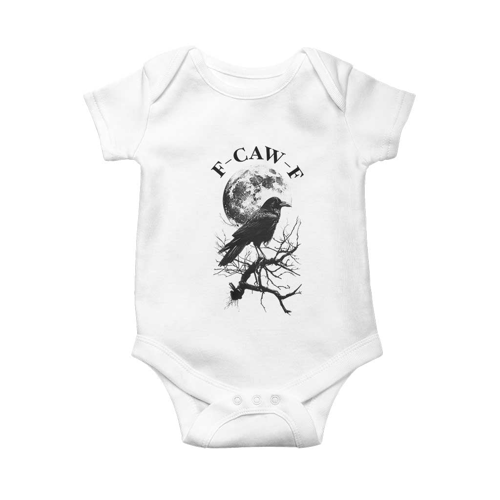 Funny Crow F Caw F Baby Onesie Gothic Raven and Moon TS02 White Print Your Wear