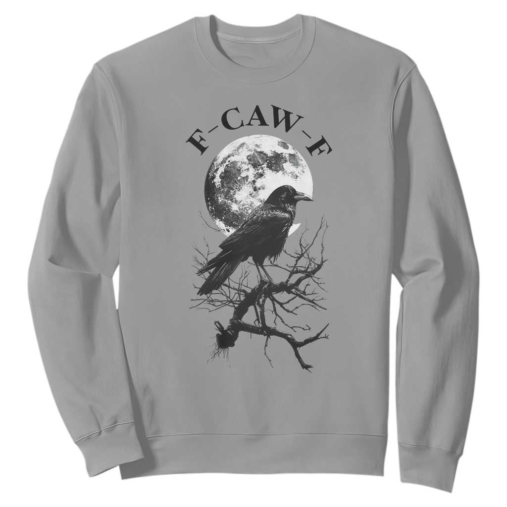 Funny Crow F Caw F Sweatshirt Gothic Raven and Moon TS02 Sport Gray Print Your Wear