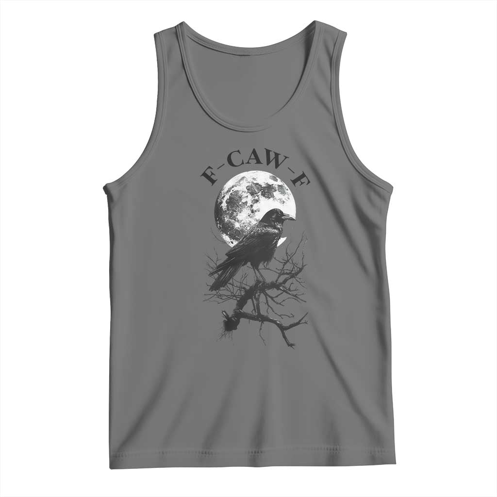 Funny Crow F Caw F Tank Top Gothic Raven and Moon TS02 Black Heather Print Your Wear