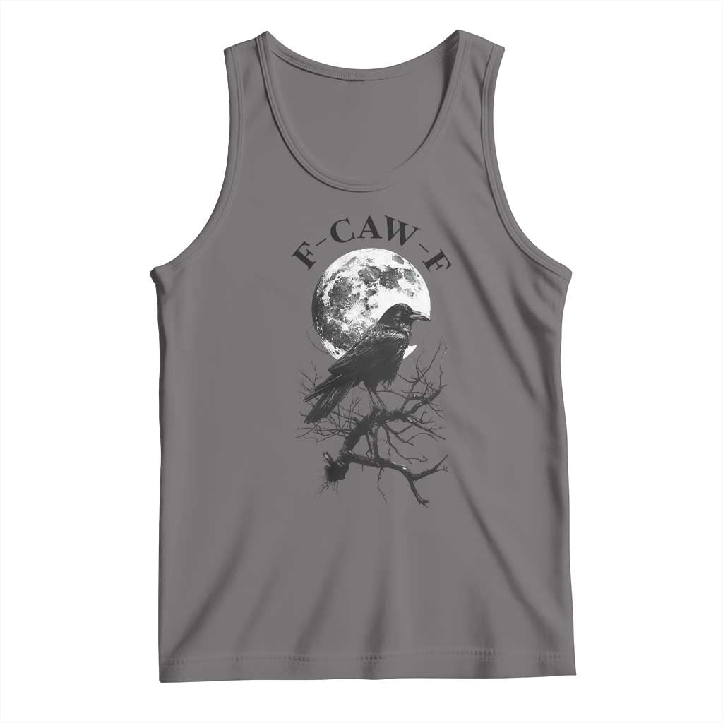 Funny Crow F Caw F Tank Top Gothic Raven and Moon TS02 Deep Heather Print Your Wear