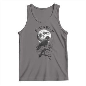 Funny Crow F Caw F Tank Top Gothic Raven and Moon TS02 Deep Heather Print Your Wear