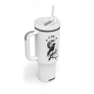 Funny Crow F Caw F Tumbler With Handle Gothic Raven and Moon TS02 Print Your Wear