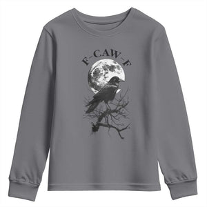 Funny Crow F Caw F Youth Sweatshirt Gothic Raven and Moon TS02 Charcoal Print Your Wear