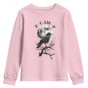 Funny Crow F Caw F Youth Sweatshirt Gothic Raven and Moon TS02 Light Pink Print Your Wear