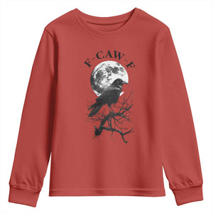 Funny Crow F Caw F Youth Sweatshirt Gothic Raven and Moon TS02 Red Print Your Wear