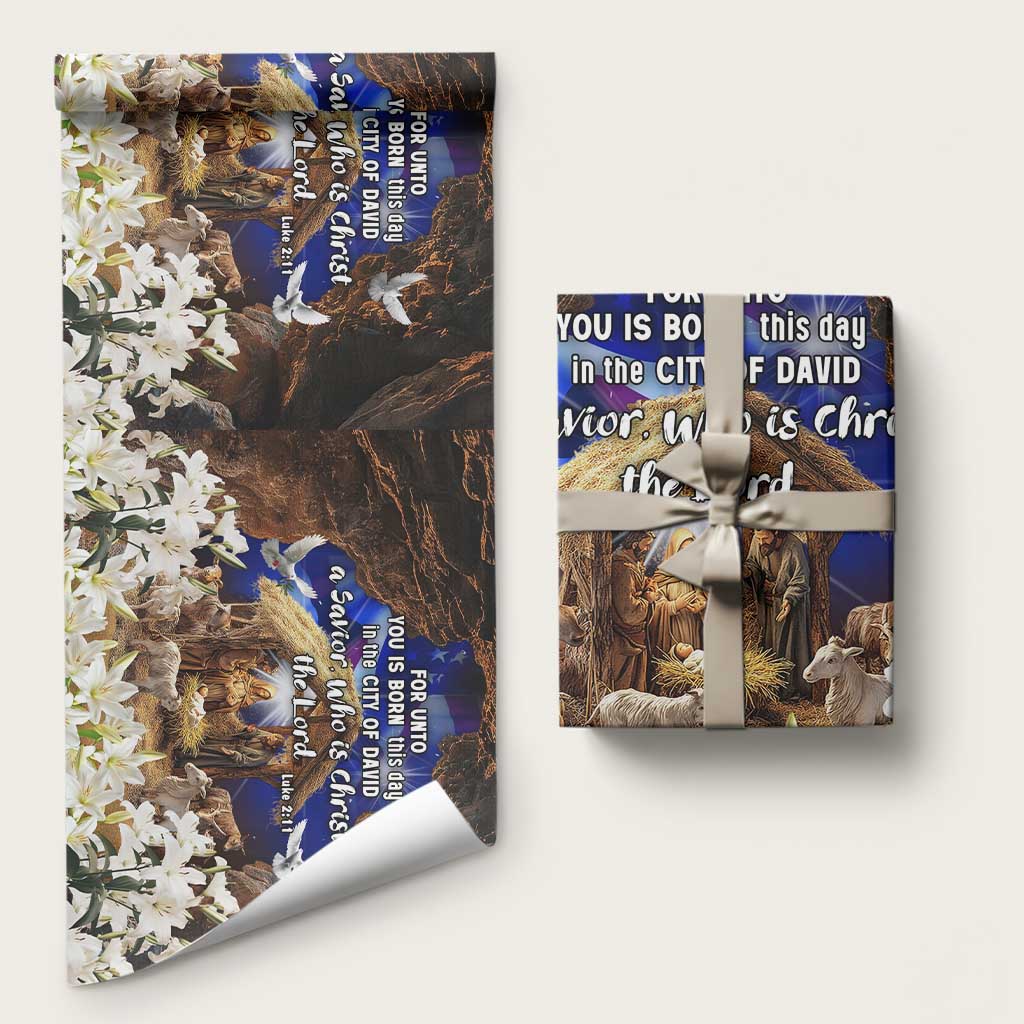 Luke 2:11 Bible Verse Nativity Wrapping Paper Roll Religious Christmas Holy Family Scripture TS02 Matte Christmas Print Your Wear