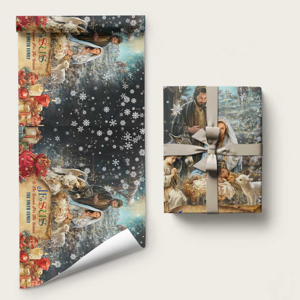 Jesus is the Reason for the Season Wrapping Paper Roll Personalized Christian Christmas Nativity Scene Custom Family Name TS02 Matte Christmas Print Your Wear