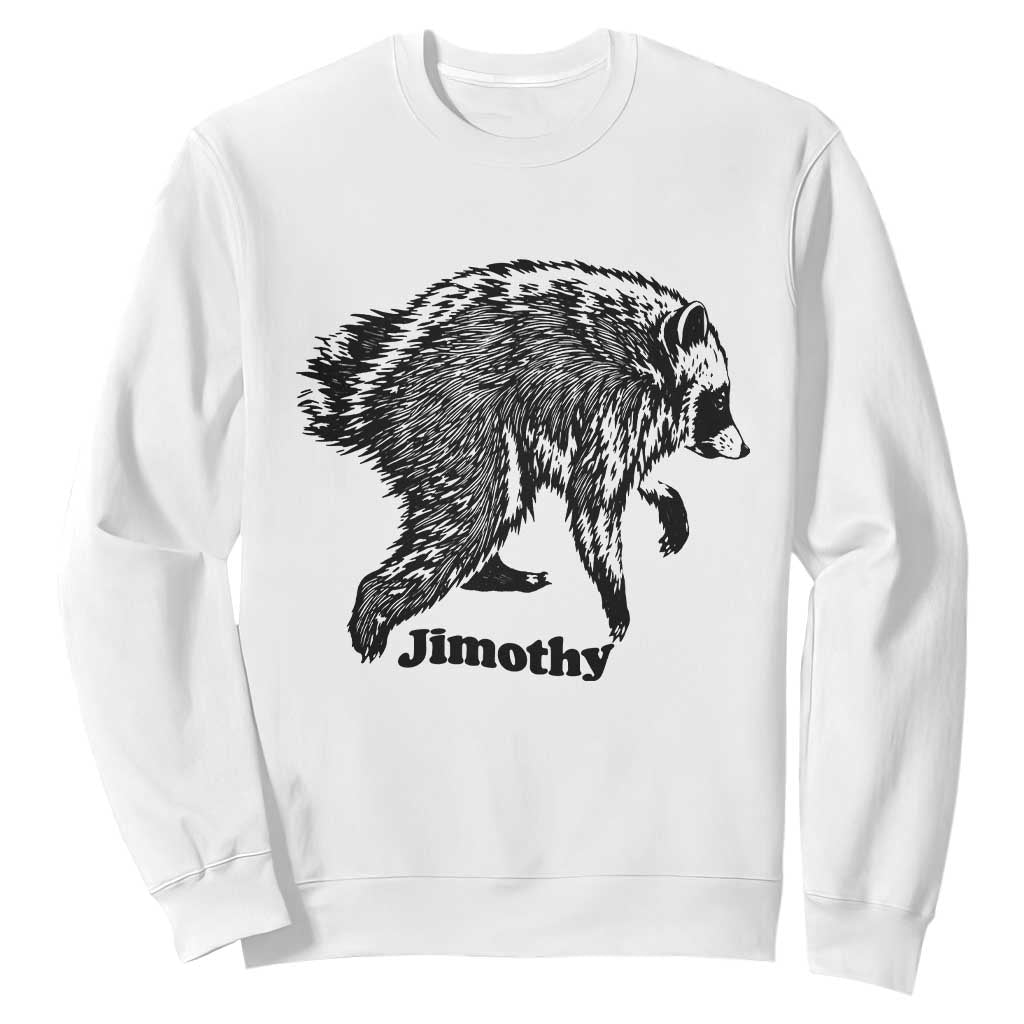 Jimothy Viral Seattle Raccoon Vintage Woodcut Style Graphic Sweatshirt Funny Trash Panda Wildlife Meme TS02 White Print Your Wear