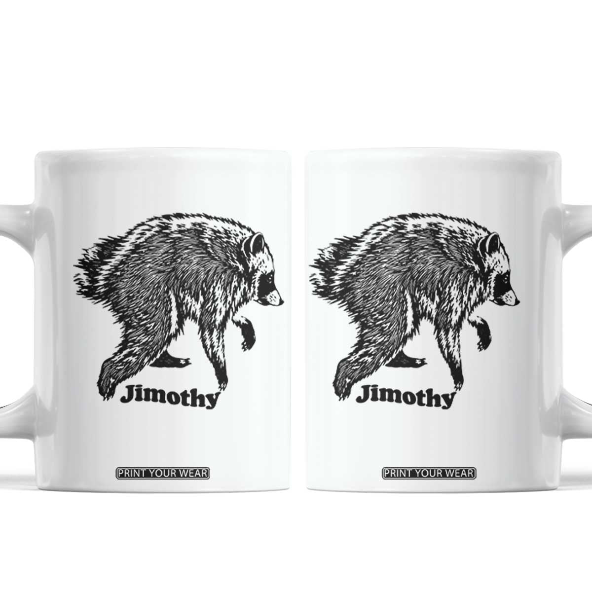 Jimothy Viral Seattle Raccoon Vintage Woodcut Style Graphic Coffee Mug Funny Trash Panda Wildlife Meme TS02 White Print Your Wear