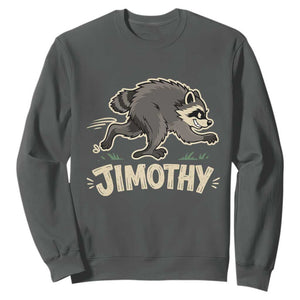 Funny Running Jimothy the Raccoon Sweatshirt Viral Seattle Trash Panda Meme TS02 Dark Heather Print Your Wear