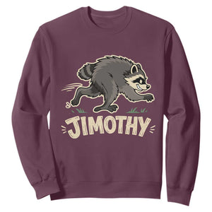 Funny Running Jimothy the Raccoon Sweatshirt Viral Seattle Trash Panda Meme TS02 Maroon Print Your Wear