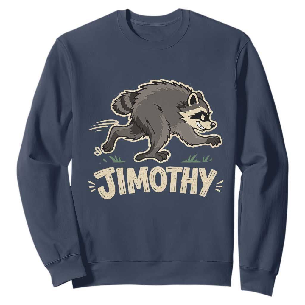 Funny Running Jimothy the Raccoon Sweatshirt Viral Seattle Trash Panda Meme TS02 Navy Print Your Wear