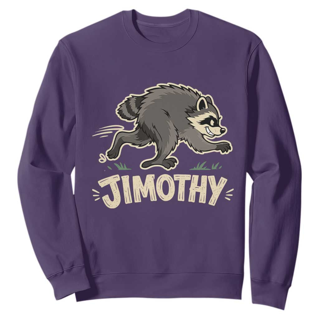 Funny Running Jimothy the Raccoon Sweatshirt Viral Seattle Trash Panda Meme TS02 Purple Print Your Wear