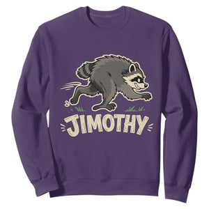 Funny Running Jimothy the Raccoon Sweatshirt Viral Seattle Trash Panda Meme TS02 Purple Print Your Wear