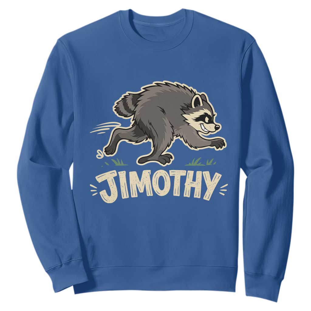 Funny Running Jimothy the Raccoon Sweatshirt Viral Seattle Trash Panda Meme TS02 Royal Blue Print Your Wear