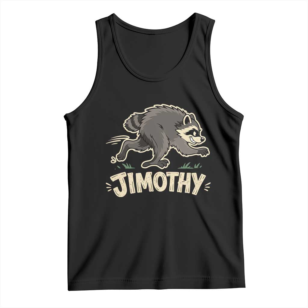 Funny Running Jimothy the Raccoon Tank Top Viral Seattle Trash Panda Meme TS02 Black Print Your Wear
