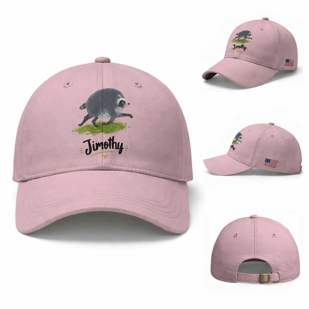 Cute Running Jimothy the Raccoon Baseball Cap Viral Seattle Trash Panda Meme TS02 Baseball Cap Universal Fit Light Pink Print Your Wear