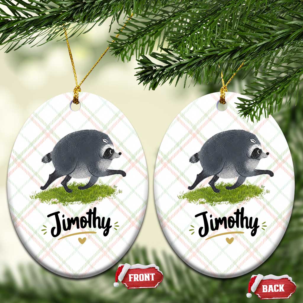 Cute Running Jimothy the Raccoon Ceramic Ornament Viral Seattle Trash Panda Meme TS02 Print Your Wear