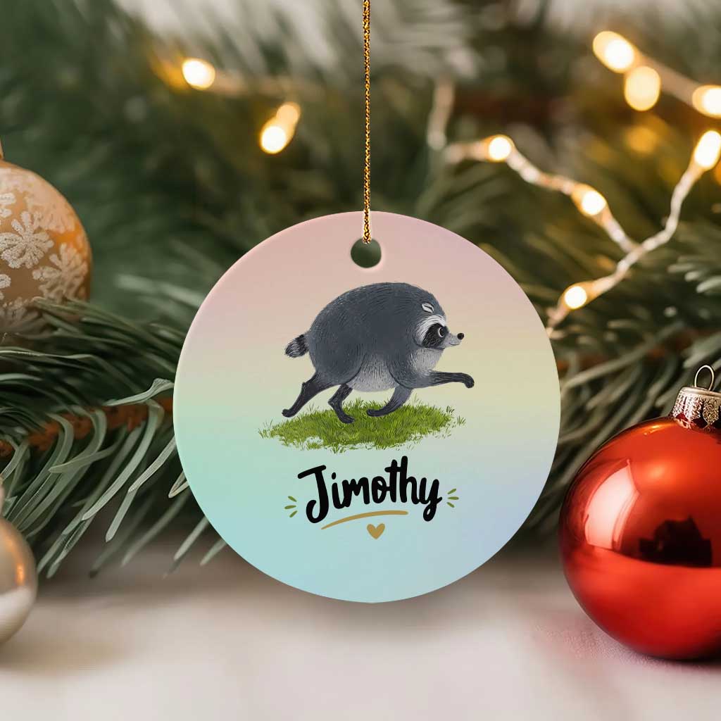 Cute Running Jimothy the Raccoon Ceramic Ornament Viral Seattle Trash Panda Meme TS02 1pc Pastel Print Your Wear