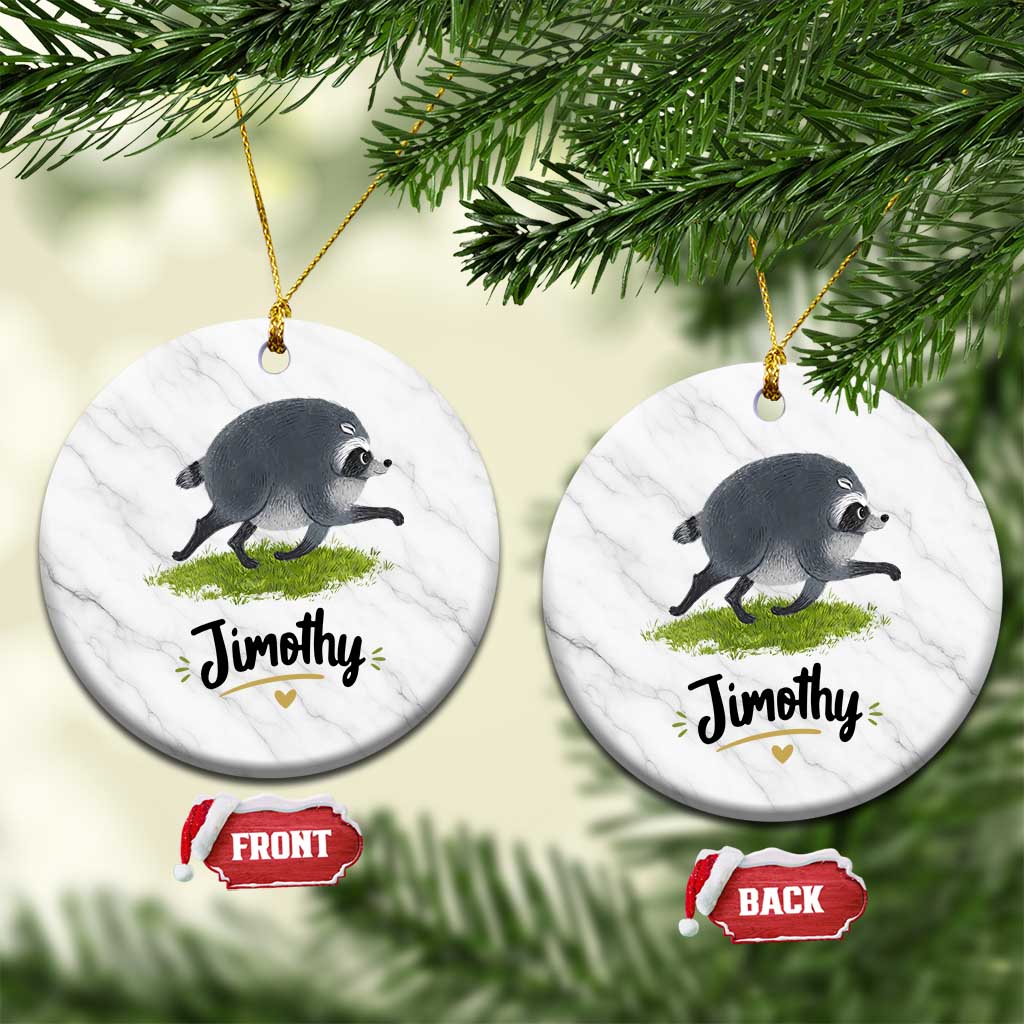 Cute Running Jimothy the Raccoon Ceramic Ornament Viral Seattle Trash Panda Meme TS02 1pc White Marble Print Your Wear