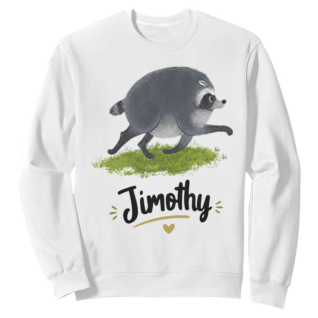 Cute Running Jimothy the Raccoon Sweatshirt Viral Seattle Trash Panda Meme TS02 White Print Your Wear