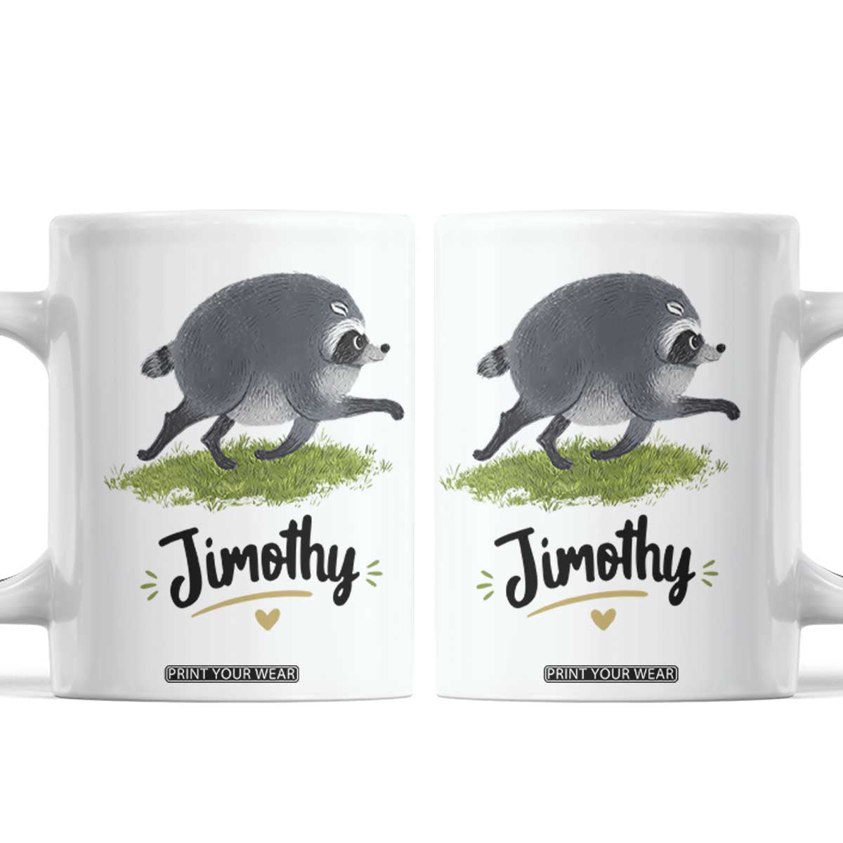 Cute Running Jimothy the Raccoon Coffee Mug Viral Seattle Trash Panda Meme TS02 White Print Your Wear