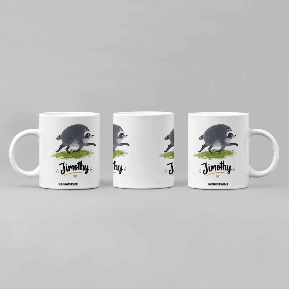 Cute Running Jimothy the Raccoon Coffee Mug Viral Seattle Trash Panda Meme TS02 Print Your Wear